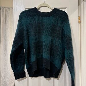 Abercrombie Plaid Knit Sweater - Green and Navy